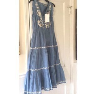 Lucky Brand Embroidered Tiered Midi Dress